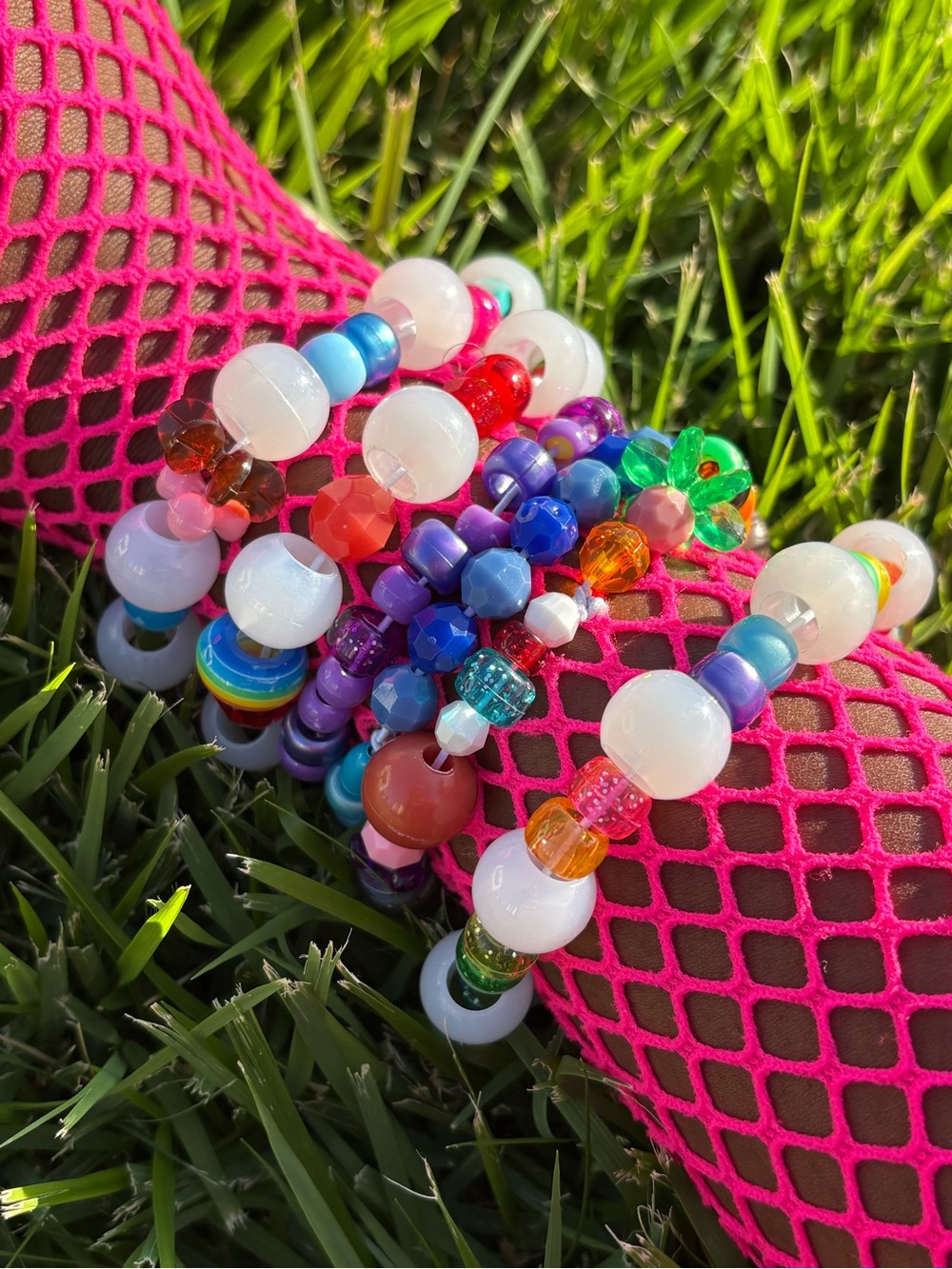 New handmade set of 6 Colorful Beaded Stretch Bracelet Multicolor  glow in dark